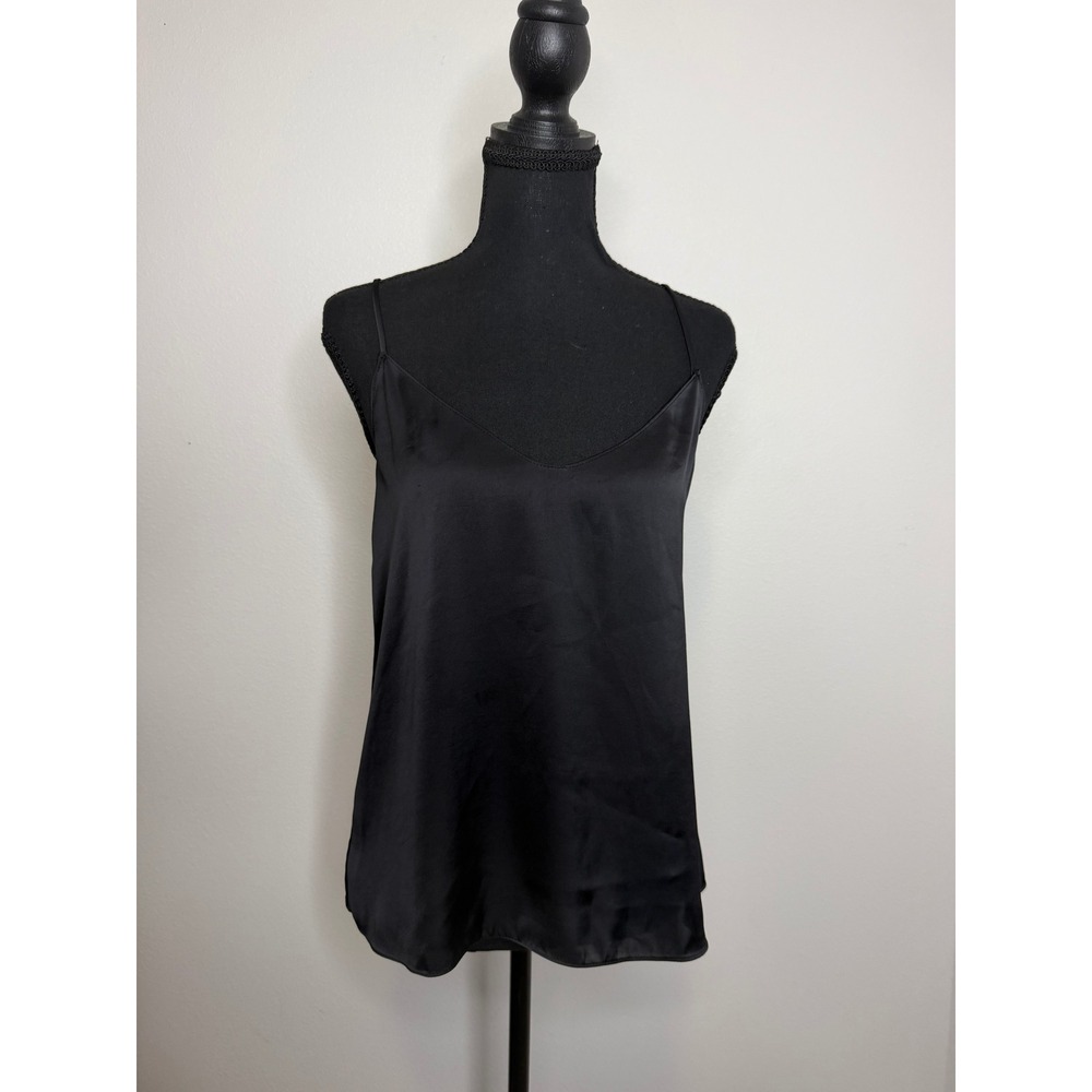 The Reset R Label Black Satin V-Neck Camisole Adjustable Straps XS